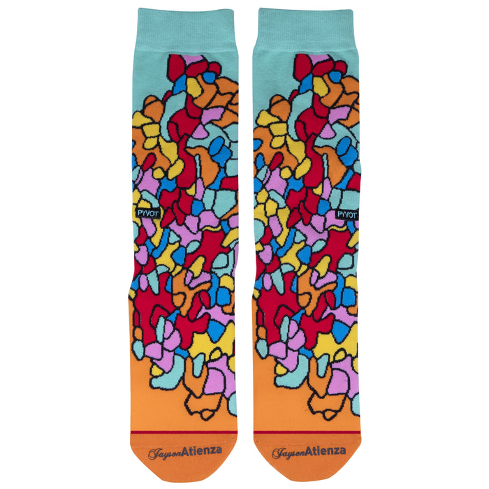 Colorful knitted cotton socks. Men and women's colored.