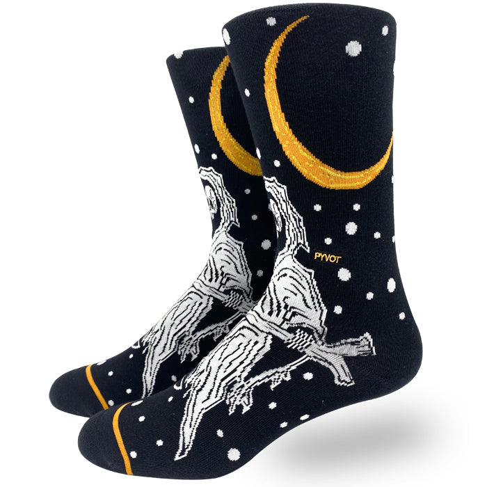 Reaper with Rather Grim Collaboration. Soft combed cotton, Anti microbial yarns, Seamless toe, Custom reaper graphic