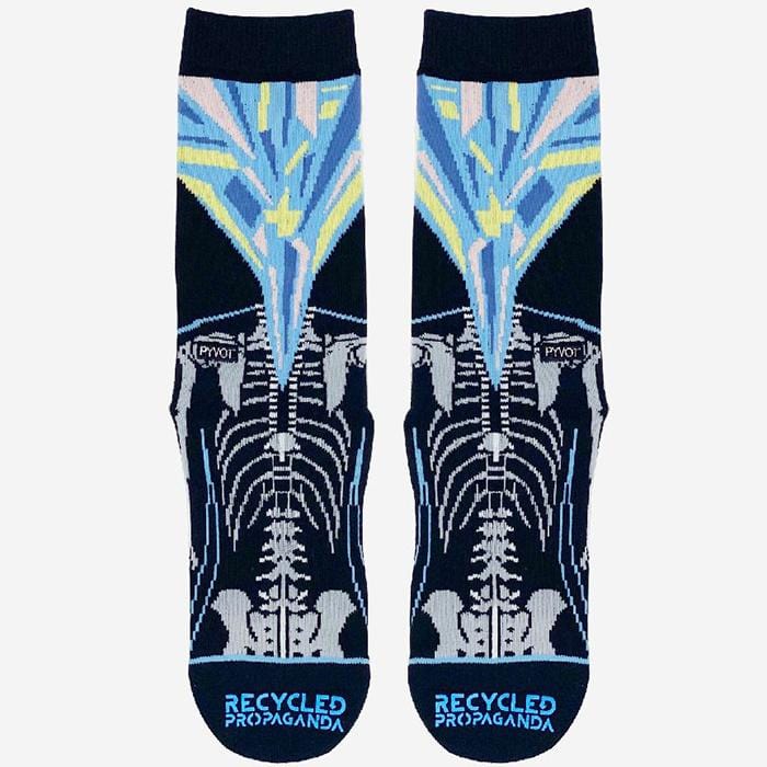street art inspired cool and fun black skeleton crew sock with moisture wicking and arch support