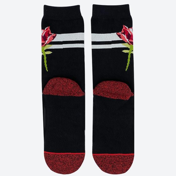 street art inspired cool and fun cotton rose crew sock with moisture wicking, arch support, and reinforced heel