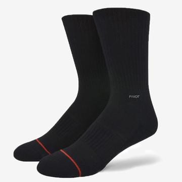 black, cool thick crew sock with combed cotton, moisture wicking and arch support