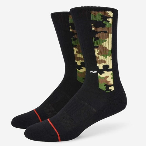 camo , Cool and fun crew socks with Green camo made with moisture wicking and arch support