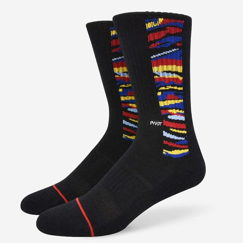 Striped colorful camouflage  ,Cool and fun crew socks with mixed camo made with combed cotton, moisture wicking and arch support