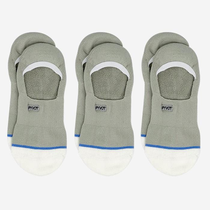 grey, 3 pack cool thick no show sock with moisture wicking, arch support, and heel grip