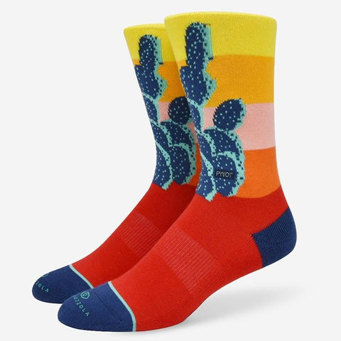 street art inspired cool and fun cactus cotton crew sock with moisture wicking and arch support