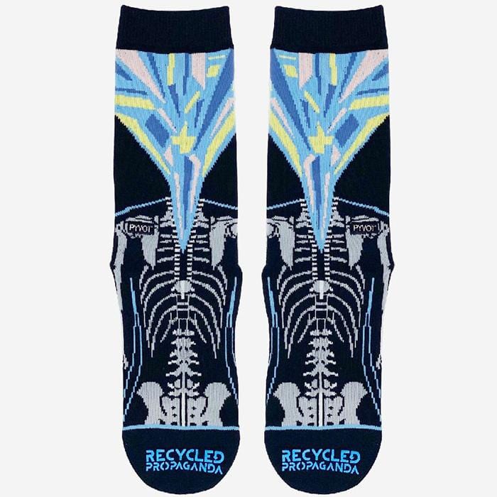 street art inspired cool and fun black skeleton crew sock with moisture wicking and arch support 