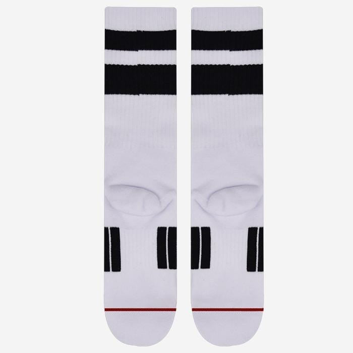 white,cool and fun thick stripe crew sock with combed cotton, moisture wicking and arch support