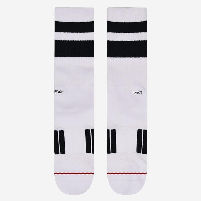 white,cool and fun thick stripe crew sock with combed cotton, moisture wicking and arch support