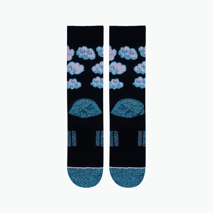 Black and teal cloud socks will add that pop of color to any sneakers with green or teal coloring. Made with durable and breathable combed cotton you will feel like your walking on clouds all day.