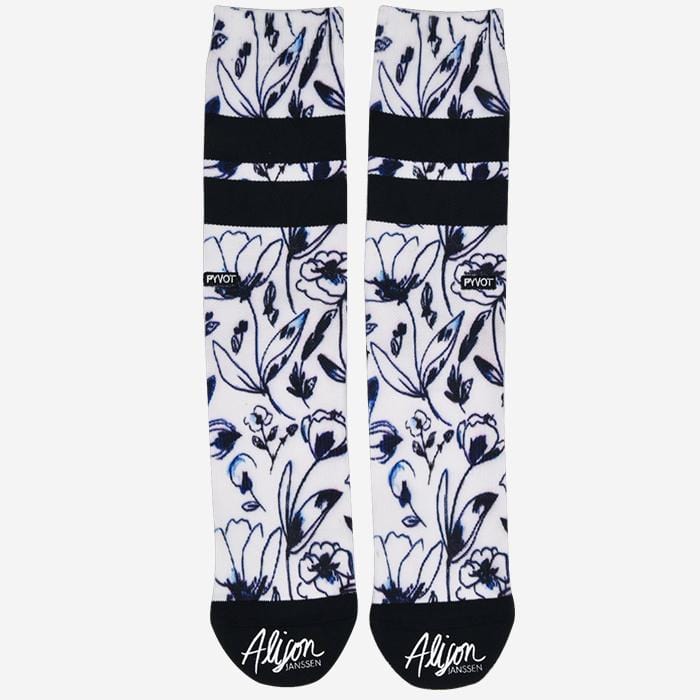 street art inspired cool and fun  white crew sock with floral includes moisture wicking and arch support
