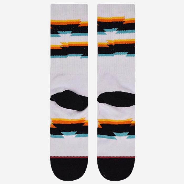 Cool and fun crew socks with Glitch stripe pattern made with combed cotton , moisture wicking and arch support