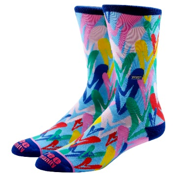 PYVOT socks All Heart Connected socks by artist free humanity. Premium cotton colorful blue heart socks with arch support. Perfect socks for love, valentines day, anniversary or any occasion to show some love. 