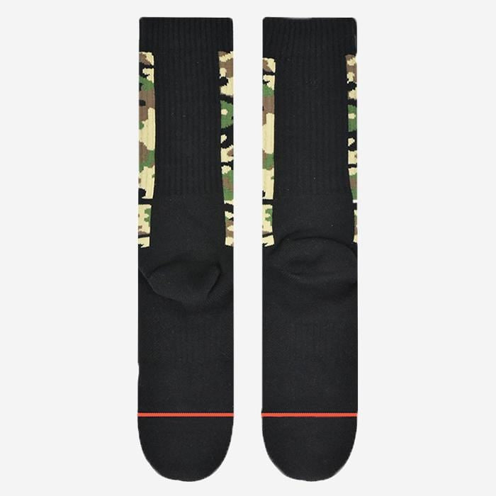 Black camouflage socks .Cool and fun crew socks with Green camo made with moisture wicking and arch support