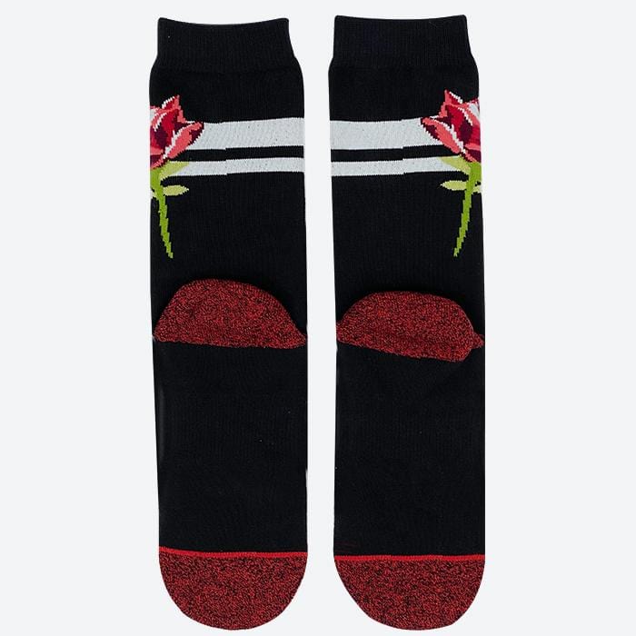 street art inspired cool and fun cotton rose crew sock with moisture wicking, arch support, and reinforced heel 